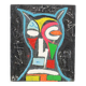 Abstract Owl Painting on Canvas – Contemporary Art – 55 cm