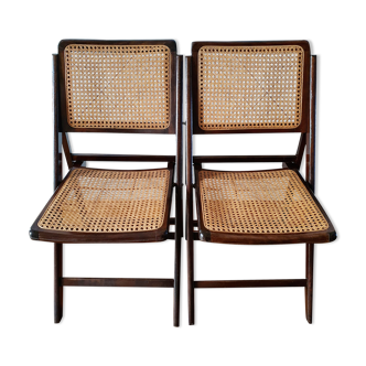 Pair of folding chairs canned 60s