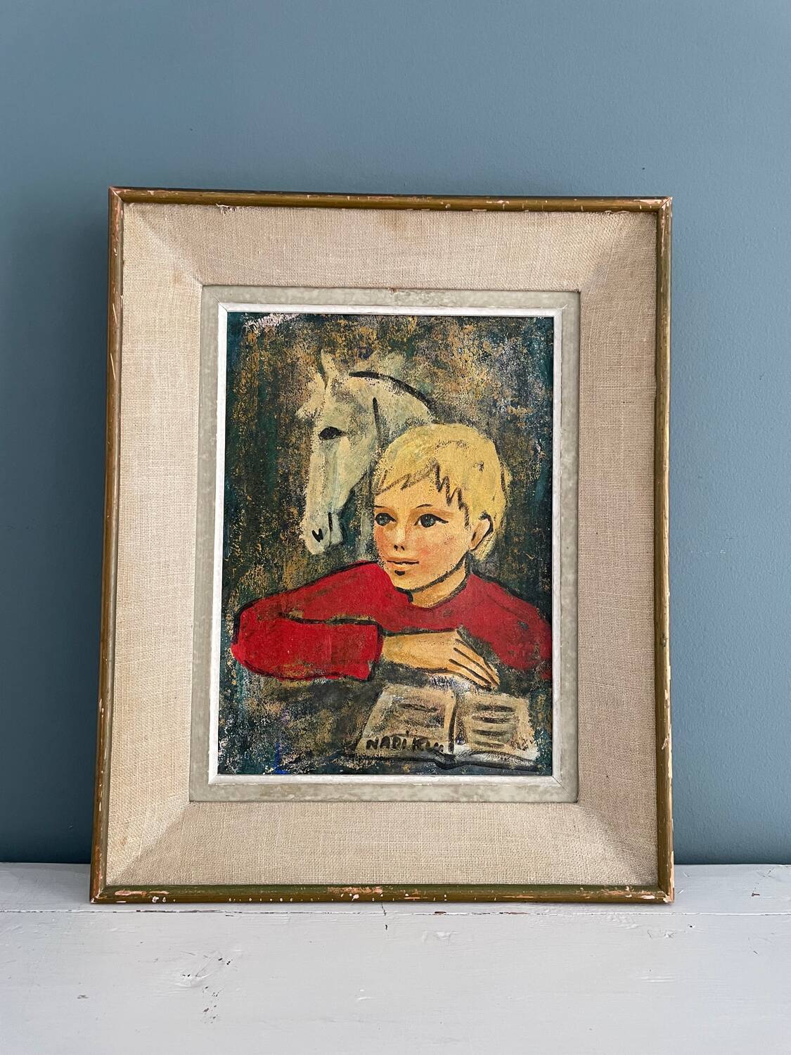 Painting, portrait of a child signed Nadi Ken