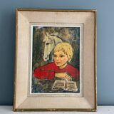 Painting, portrait of a child signed Nadi Ken