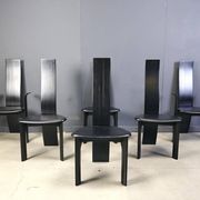 Set of 6 belgian high back dining chairs, 1980s