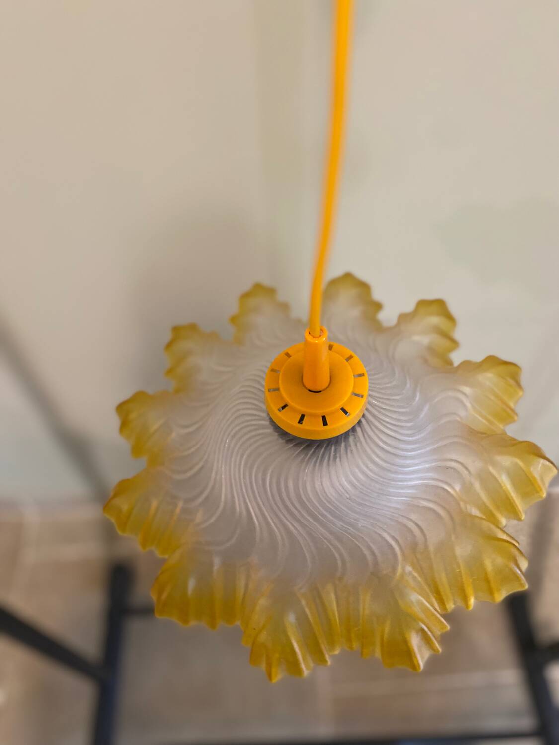 Suspension Art Déco en verre orange