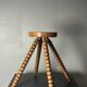 Midcentury bobbin wood turned farm house stool, France ca 1960s