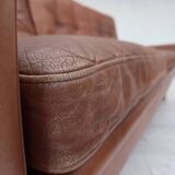 1970s, 3-seater Danish sofa, brown furniture leather with patina.