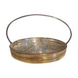 Silver metal servant with 5 carved glass raviers