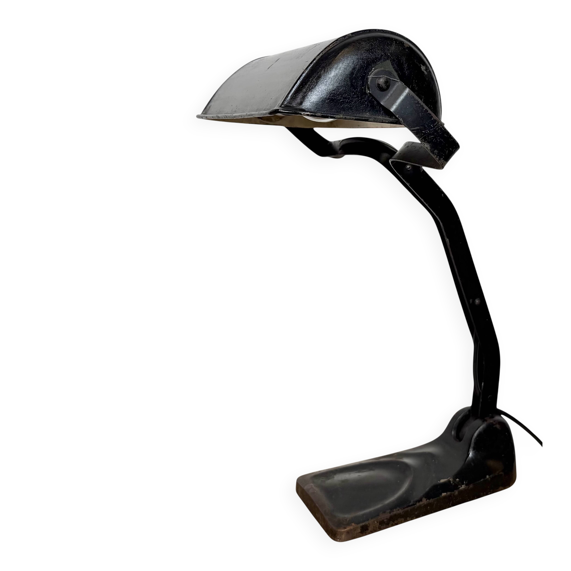 Vintage German Black Bank Lamp, 1930s