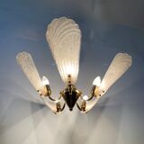 Italian murano glass chandelier hollywood regency design , 1970’s