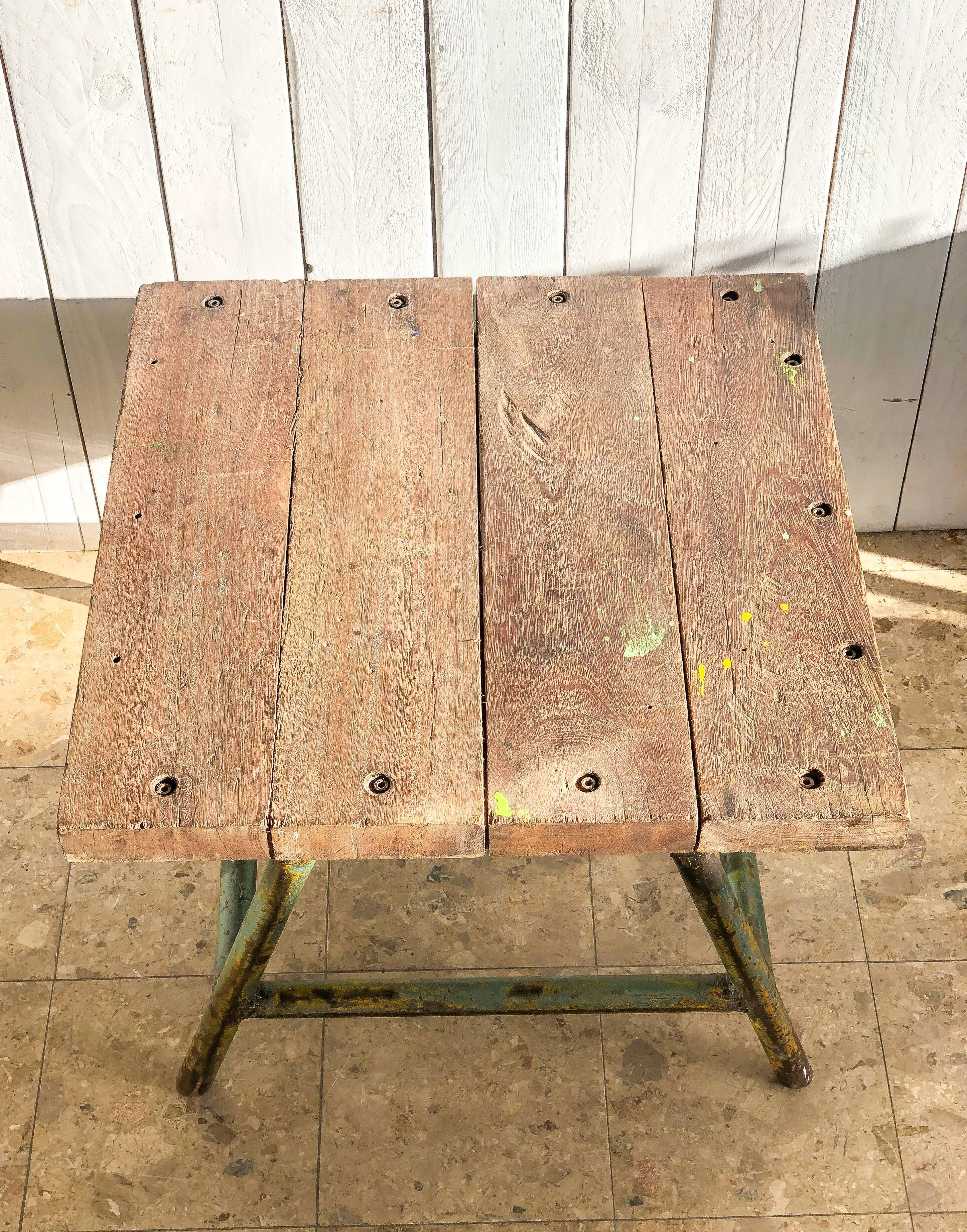Industrial coffee table patina green