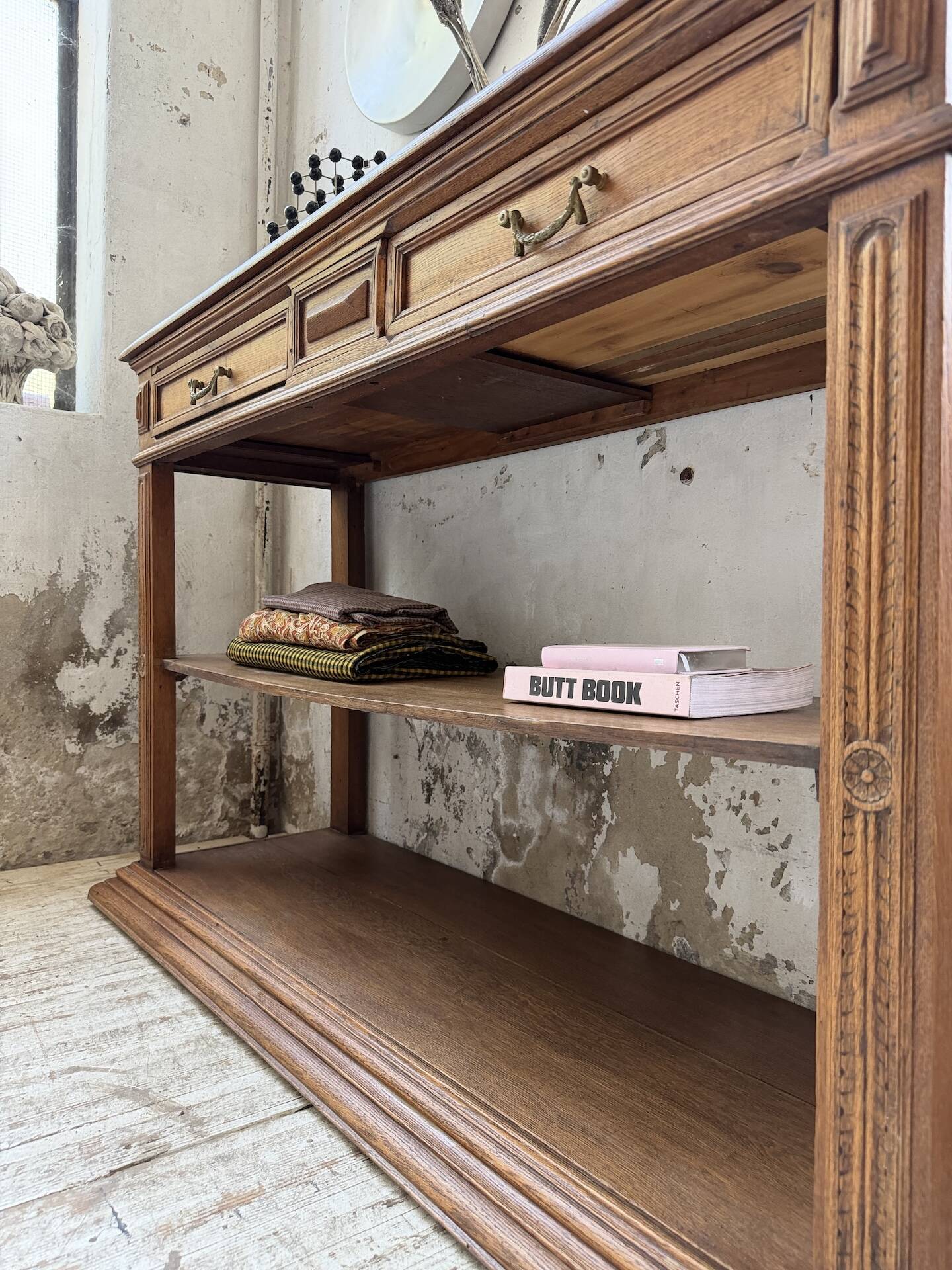 19th-century oak console table