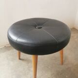 Pair of Scandinavian stools in black leather