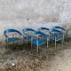 Set of 6 vintage Italian design chairs in leather and chrome metal.