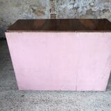 Art Deco chest of drawers in flambé walnut veneer circa 30's/ 40's