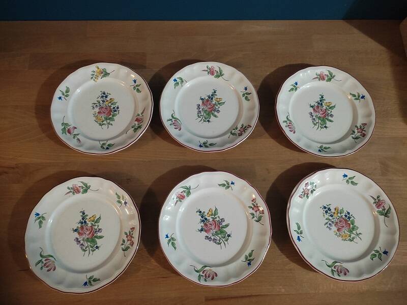 Ceramic dessert plates Lunéville Bouquet Fleurs dpc 122276