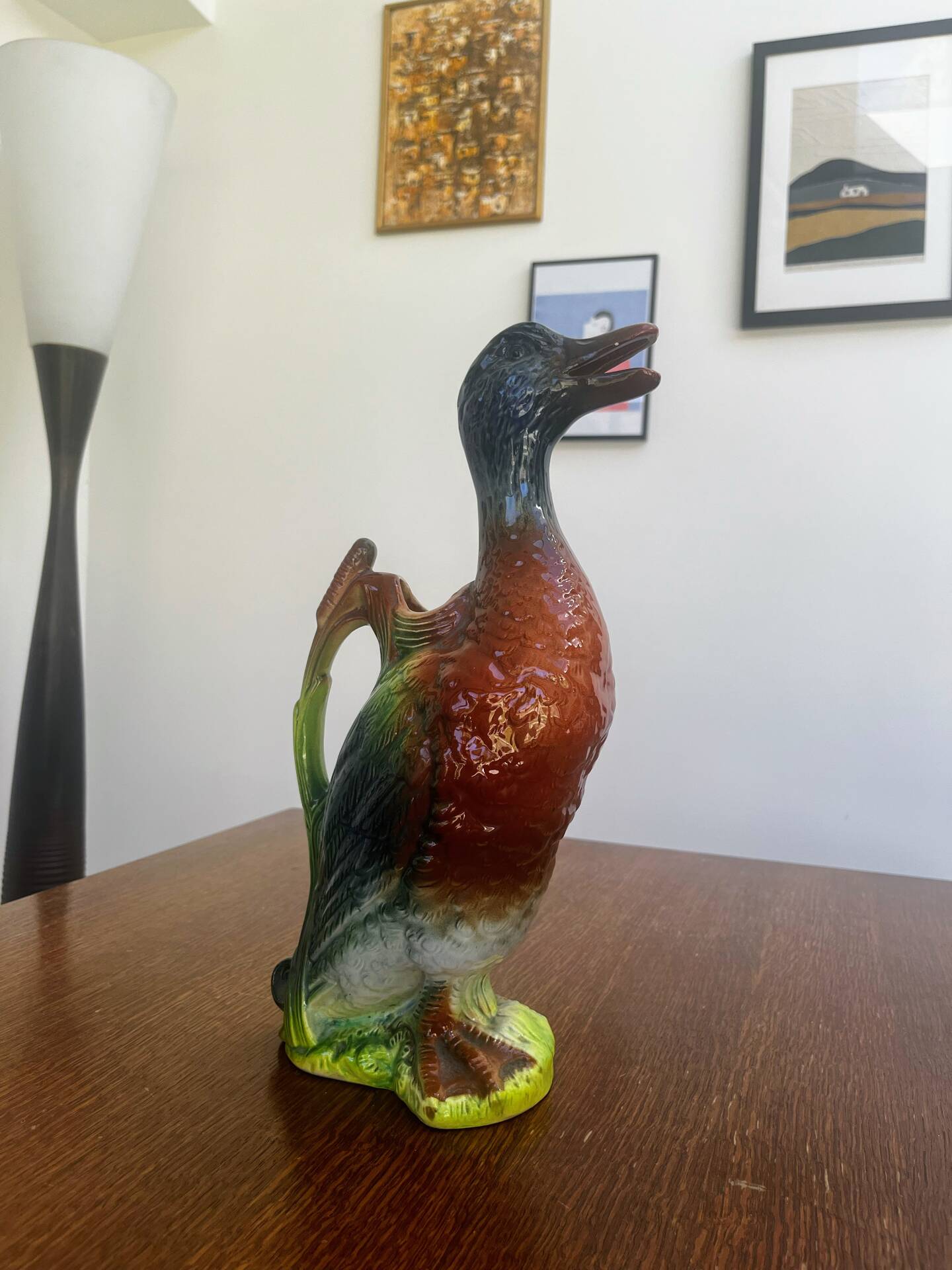 Duck jug in barbotine Saint-Clément France