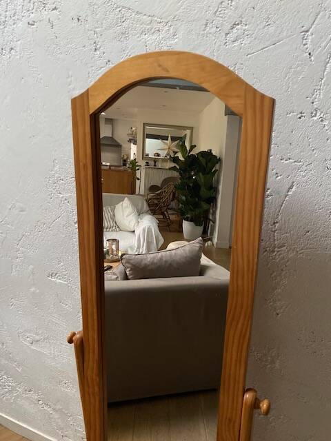 Large wooden standing mirror