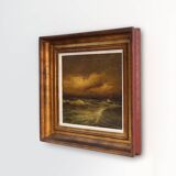 Seascape painting by Albert Demoen in Giltwood Frame, Belgium ca. 1940