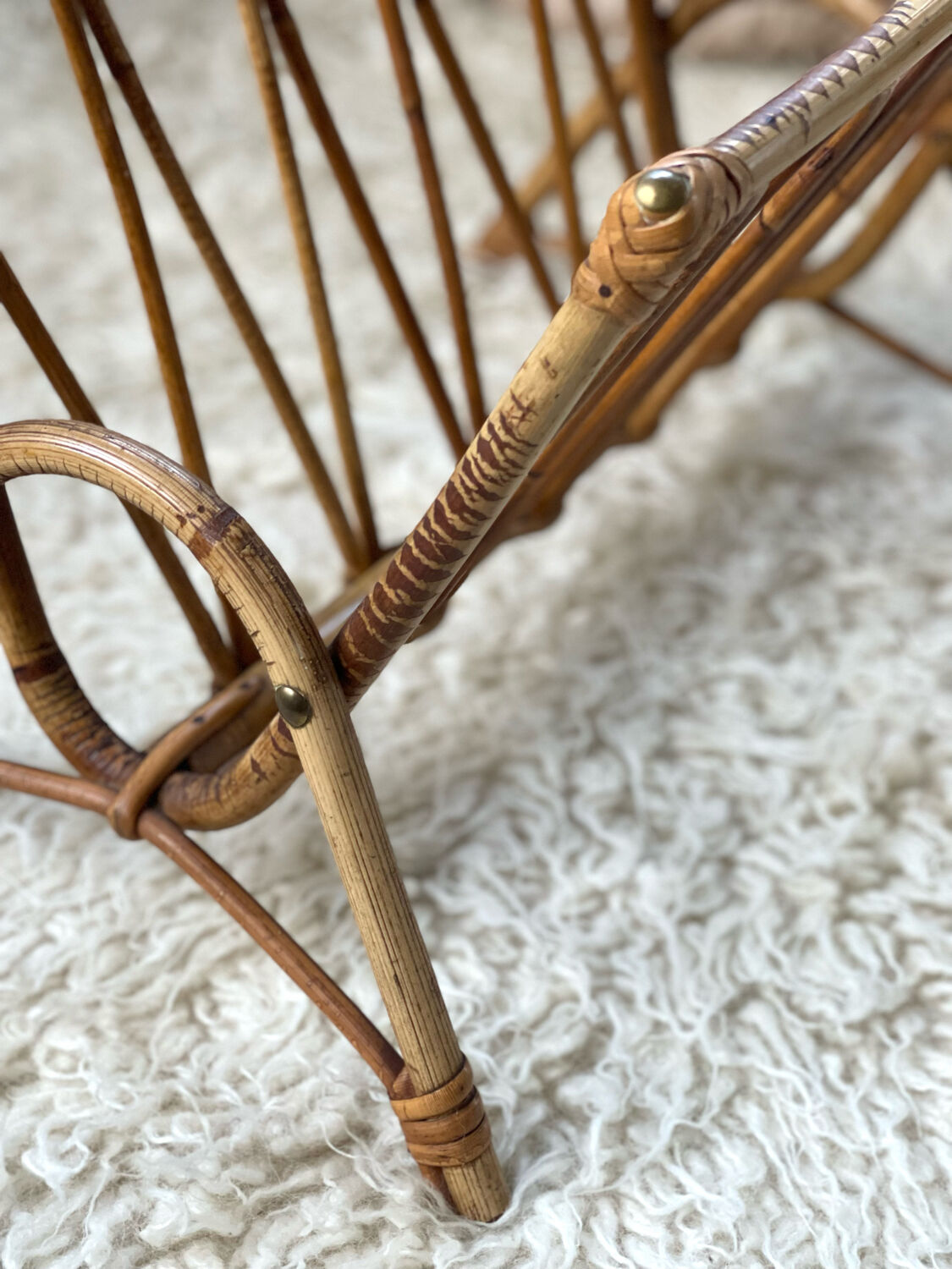 Vintage rattan magazine holder