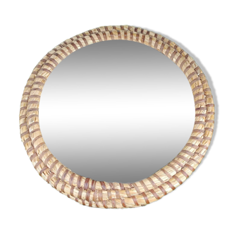Miroir année 60 tressé en paille