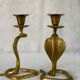 Vintage brass cobra snake candle holders