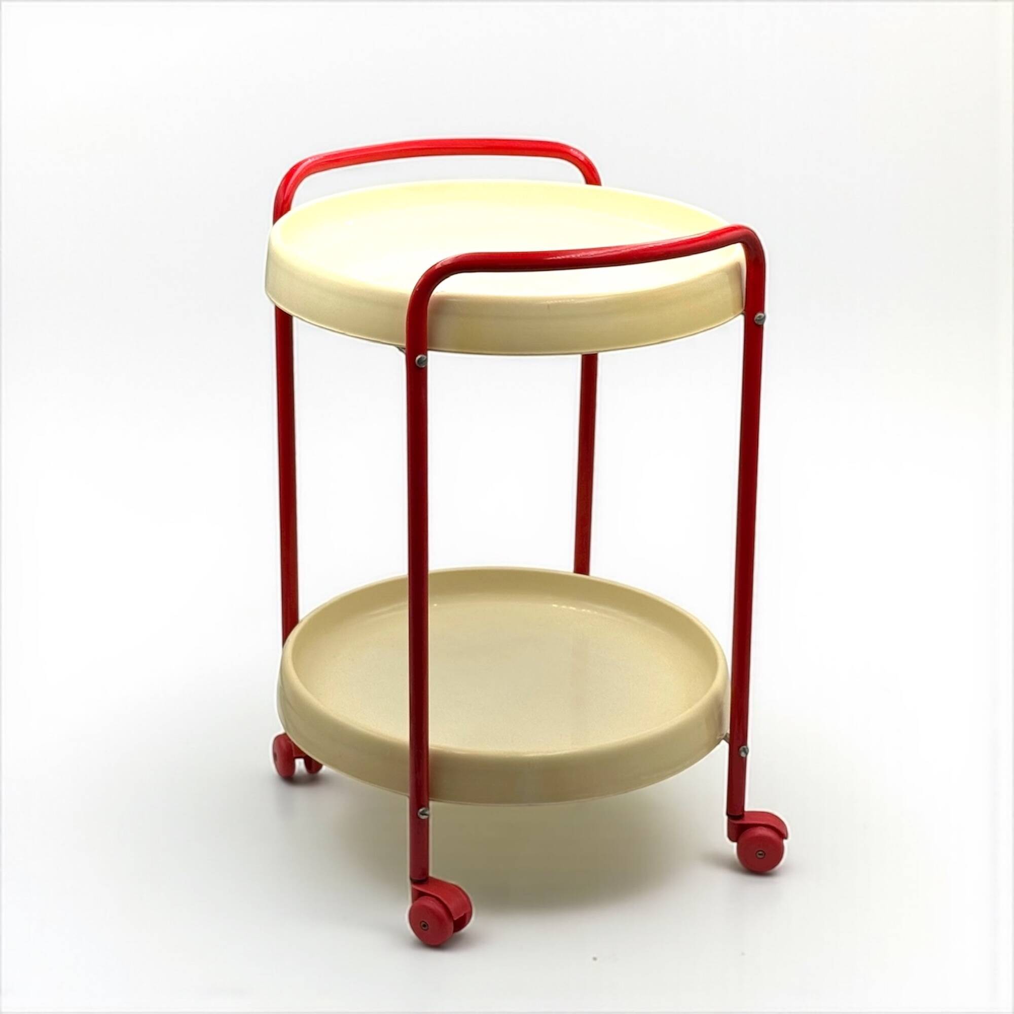 Vintage 1960s Red and Beige Bar Cart