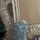 Miroir rectangulaire en verre de Murano aux fleurs bleues – Années 50