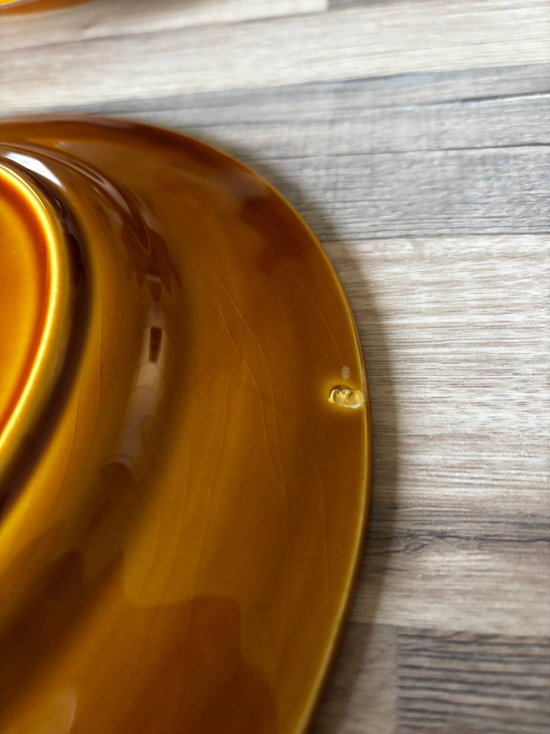 Vintage set of 6 large brown Luneville plates