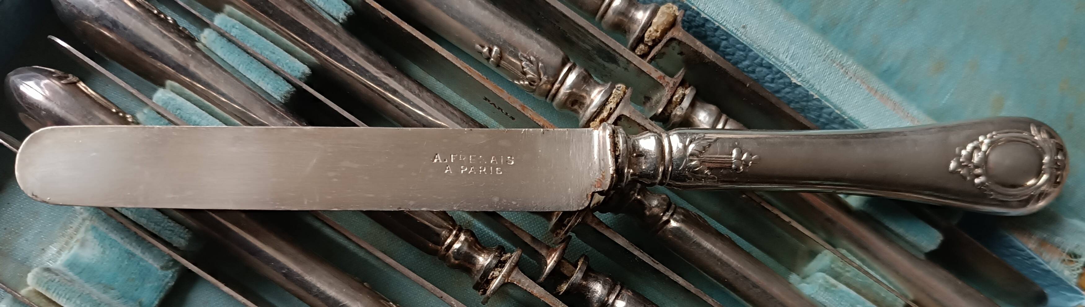 Cutlery set 12 knives Silver-plated metal Armand Frenais Silverware