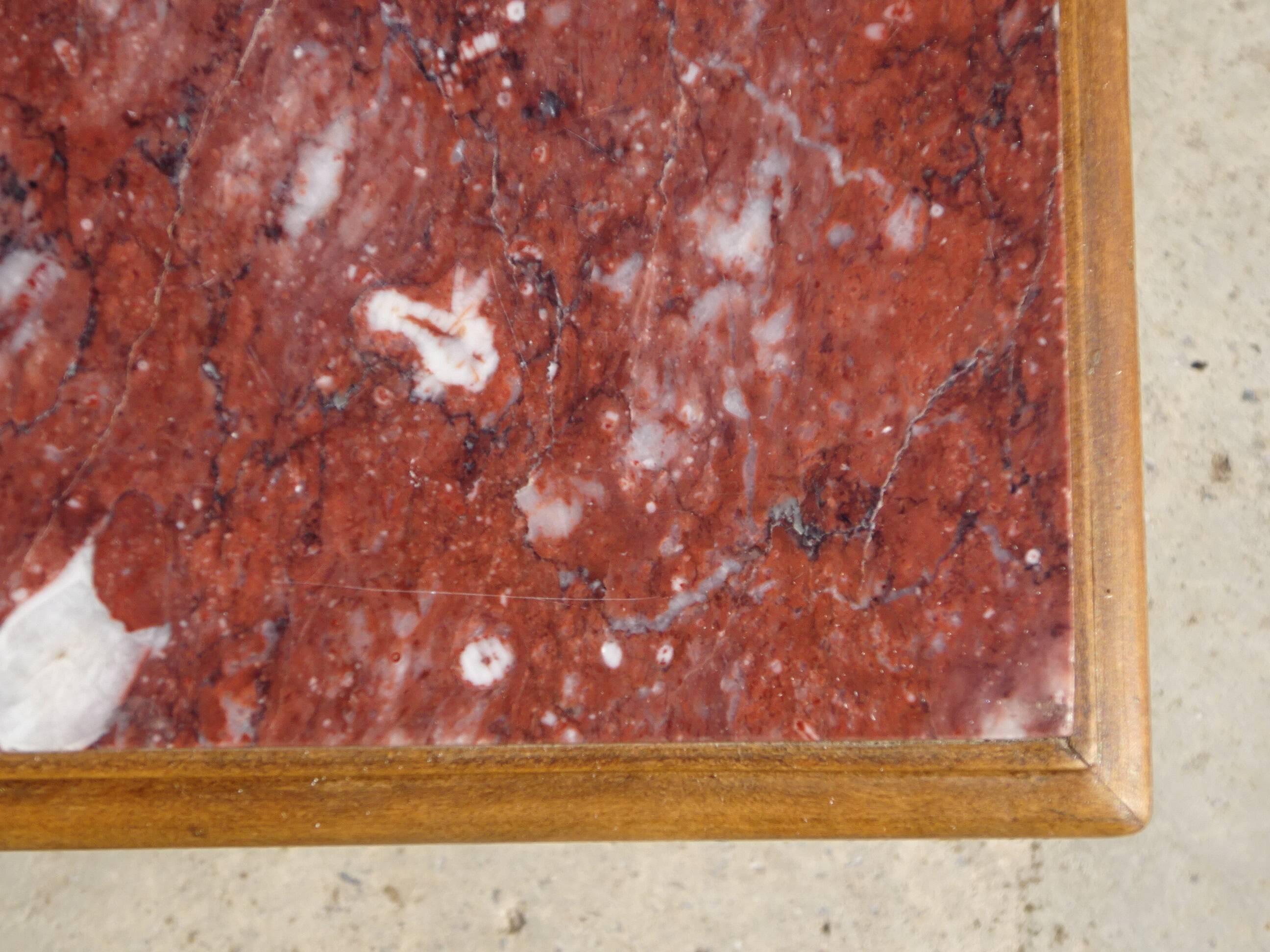 Antique Louis XVI style bedside table in walnut, with a marble top.
