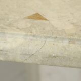 Vintage Octagonal Dining Table Travertine Natural Stone Italy 70s