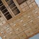 Large antique German pine apothecary cabinet / vitrine early 20th century