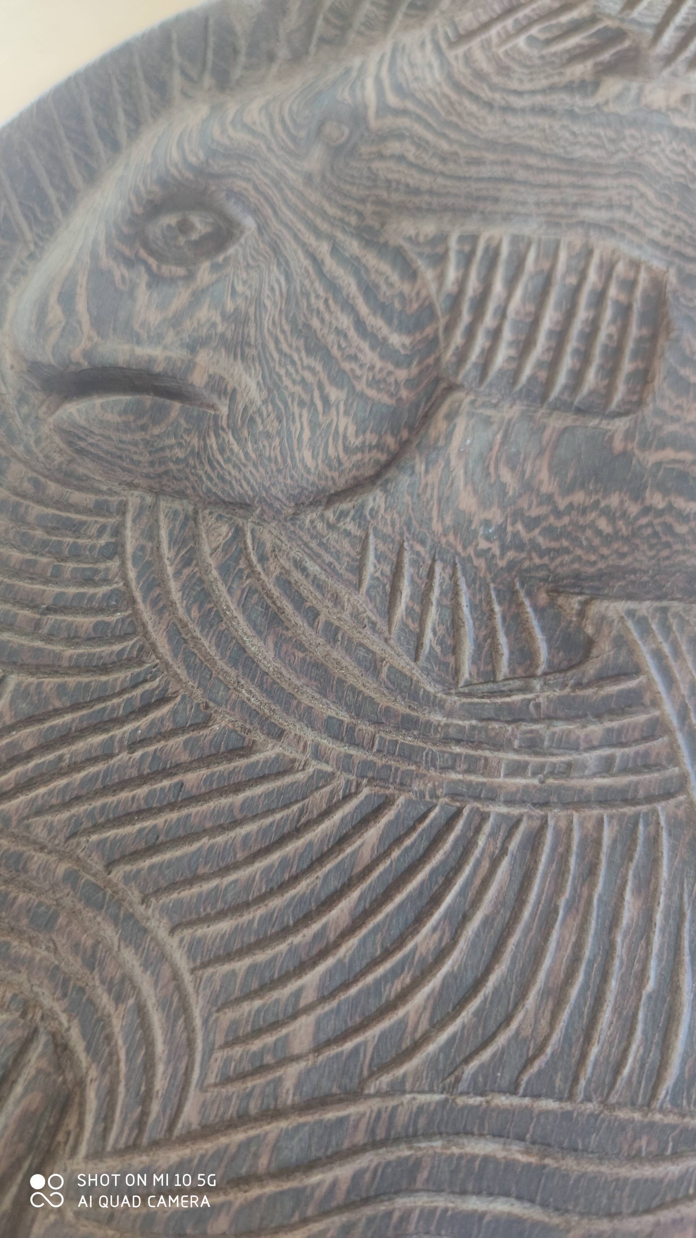 Wenge carved single-piece platter with fish decoration