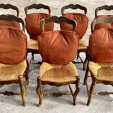 Set of 7 Provencal straw chairs
