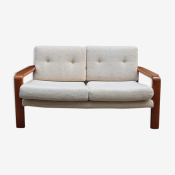 Scandinavian sofa in teak two-seater 60s