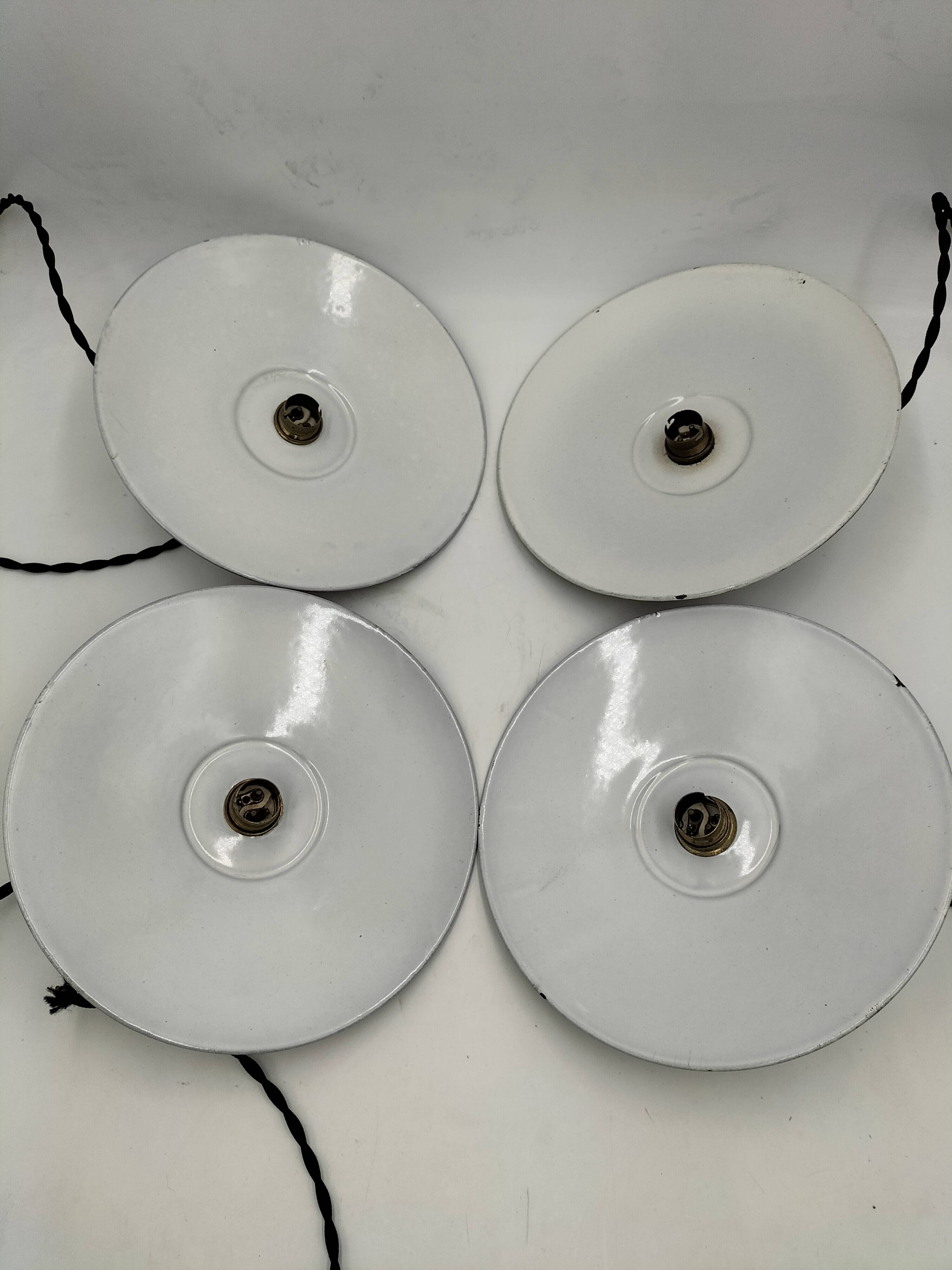 Enameled sheet metal pendant lights