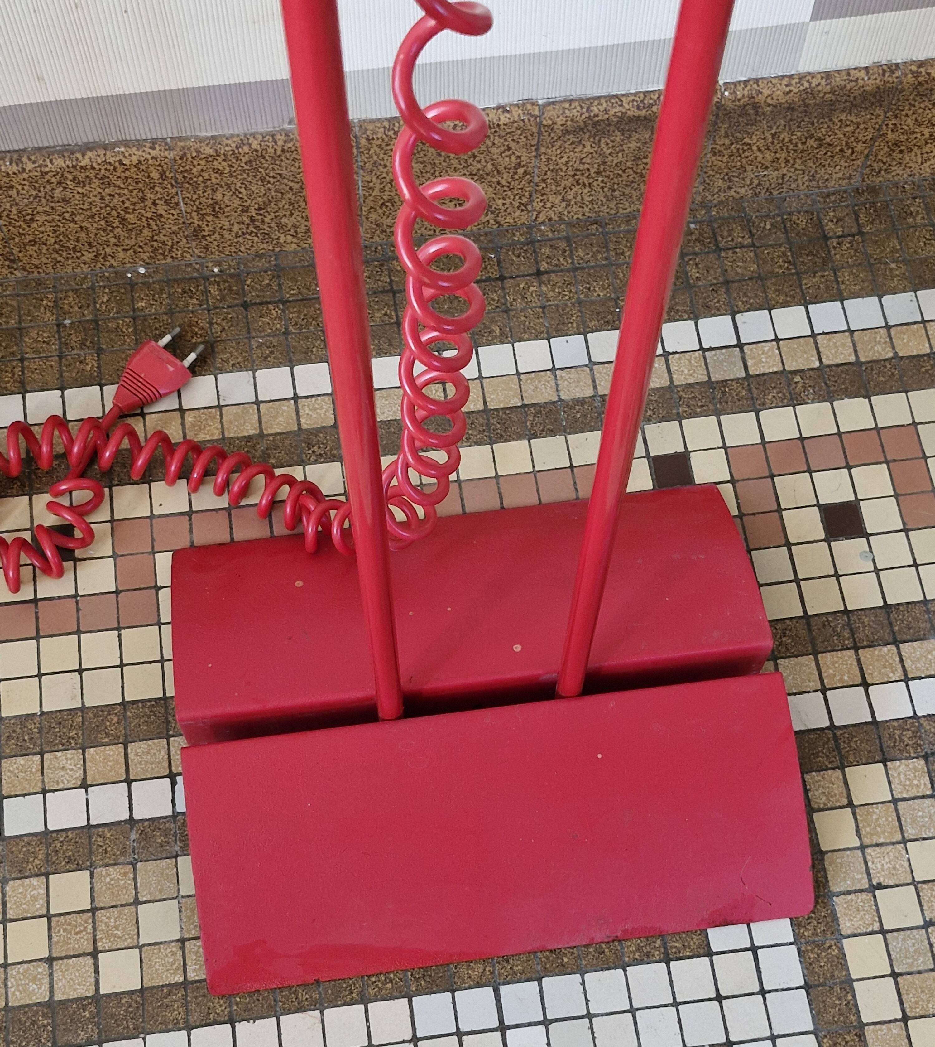 1980s red metal floor lamp