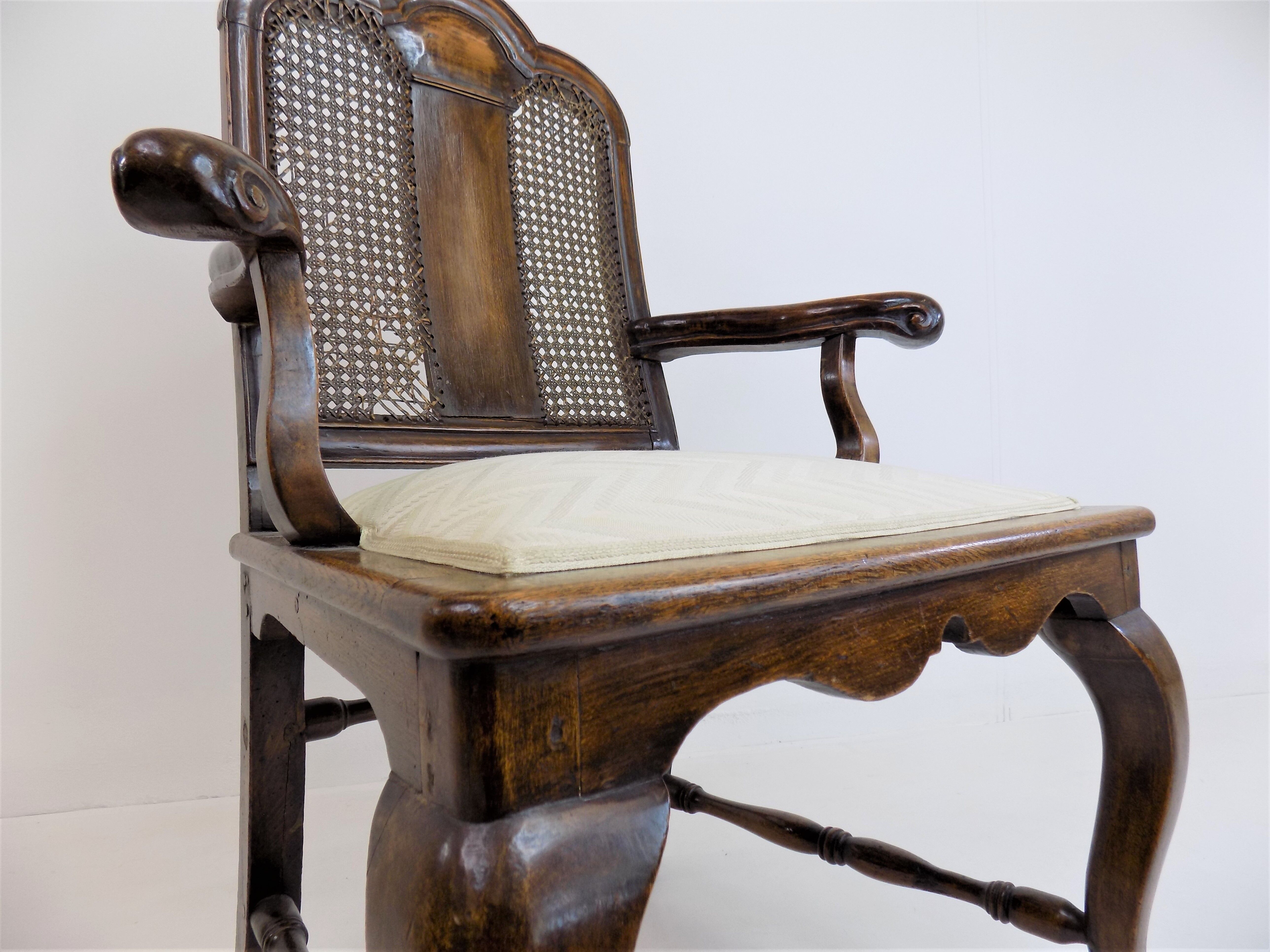 Chaise en bois néobaroque avec vannerie viennoise