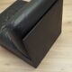 Black leather pouffe/armchair, Italian design, 1960s, production: Italy
