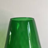 High green vase in empolied glass made in italy