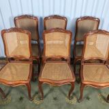 6 Louis XV cherry and canning chairs