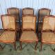 Set de 6 chaises Louis XV merisier et cannage