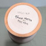 Beautiful Vintage Stoneware Vase Signed Engraved Vallauris Fonck and Mateo 50 60