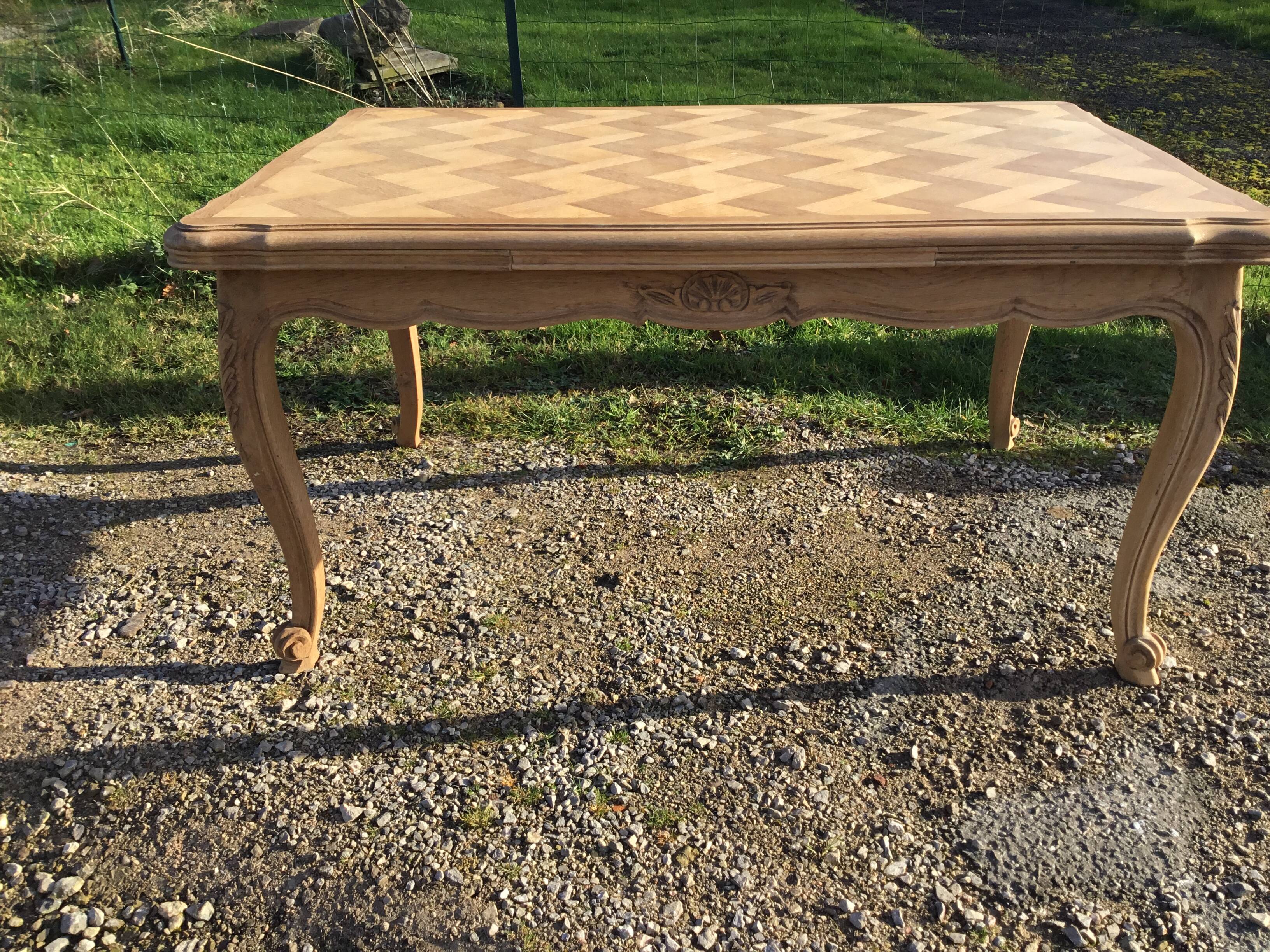 Louis XV style table in stripped and lightened oak