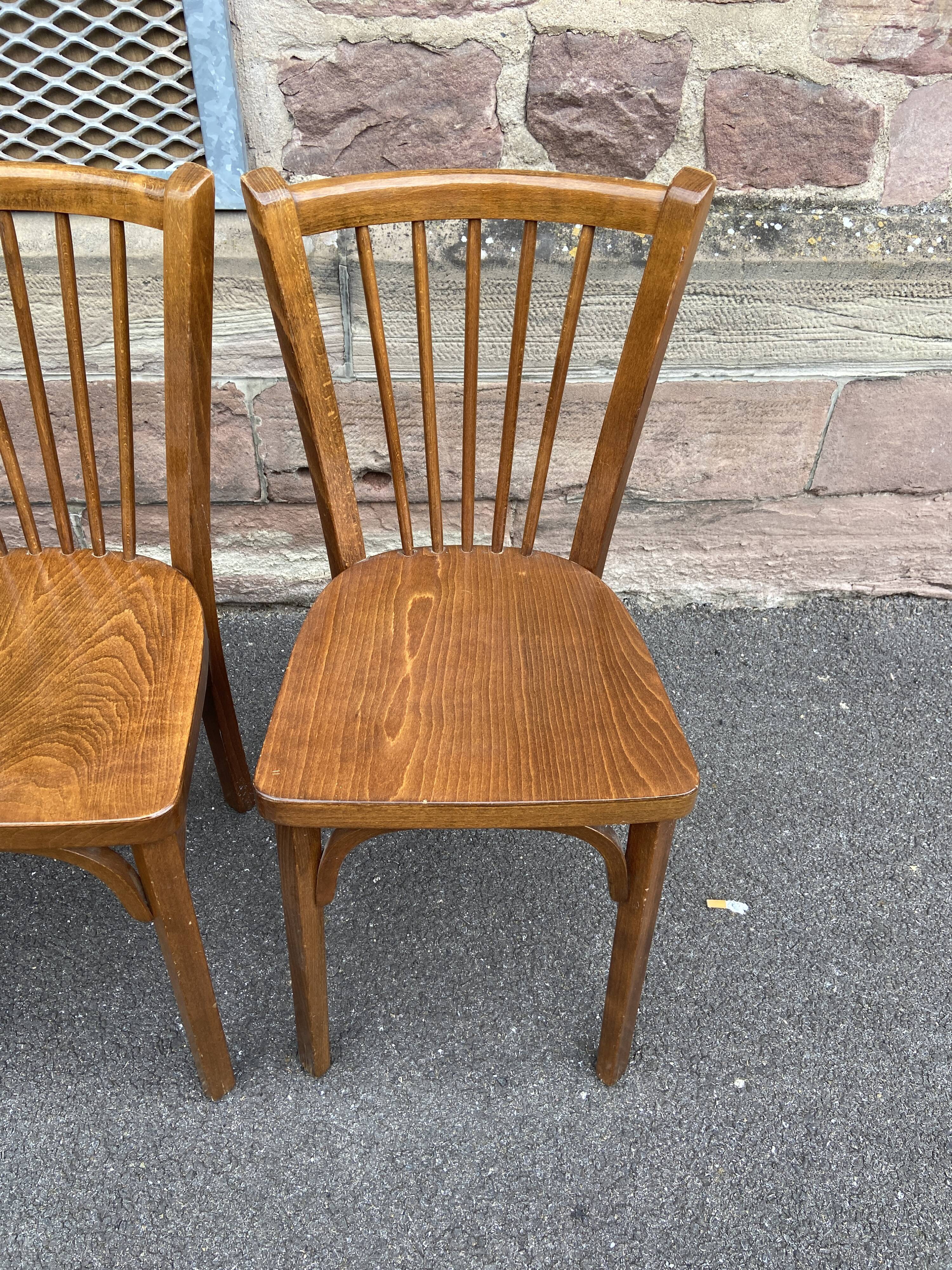 Set of 4 viennese chairs curved wood restaurant paris bistro baumann 70s