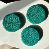 Coasters of green ceramic bottles/carafes, vintage