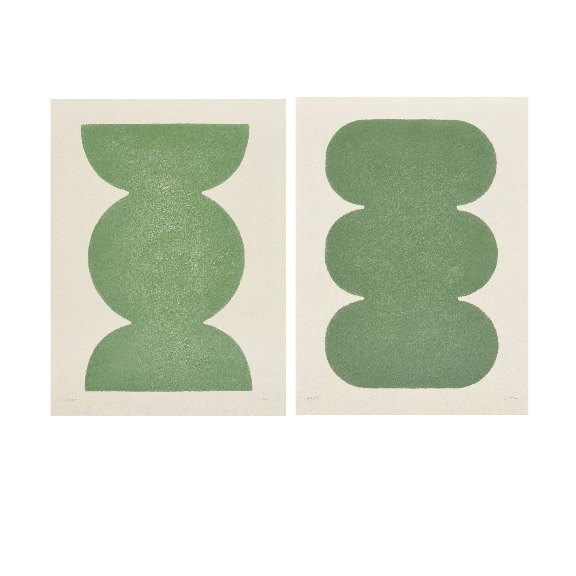 Duo of abstract paintings 30x40cm signed Eawy