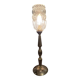 Lampe à poser pied doré et son globe en verre bullé allongé