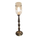 Lampe à poser pied doré et son globe en verre bullé allongé