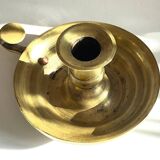 Antique solid bronze hand candlestick