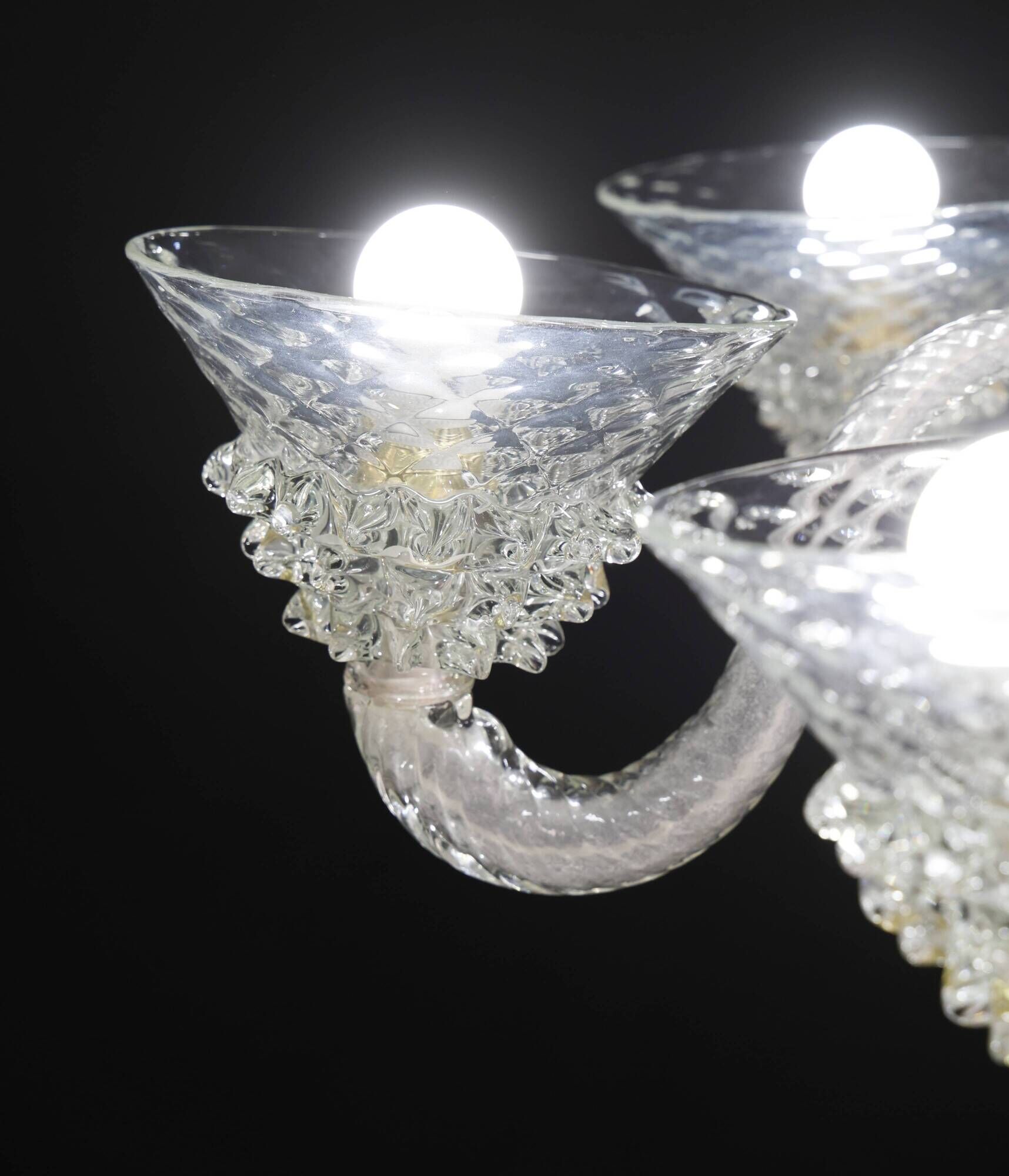 Extraordinary 6 Light Rostrato Murano Glass Chandelier by Barovier & Toso,