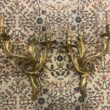 Pair of gilded bronze wall sconces with two lights - Louis XV style